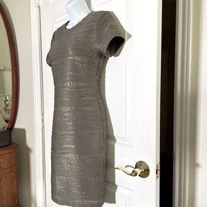 Bar III Bronze Metallic Waves Body-Con Dress ✨New!